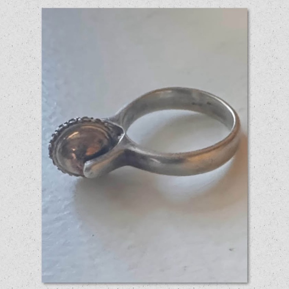 Mid century 14k Gold and Sterling 925 fidget Ring size 7 Peter Brams 6g - Picture 5 of 10